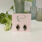 Cargar imagen en el visor de la galería, Gold and Black Marble - Mini Diamond Studs
