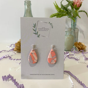 Pink and Purple Marble - Medium Teardrop Dangles