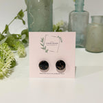 Cargar imagen en el visor de la galería, Rose Gold and Black Marble - Mini Circle Studs
