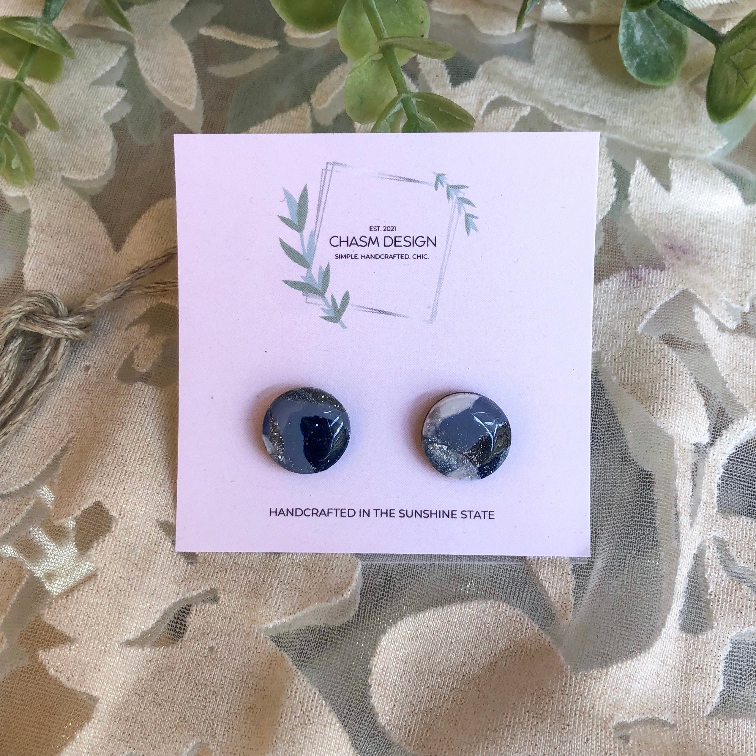 Blue and Gray Marble Studs