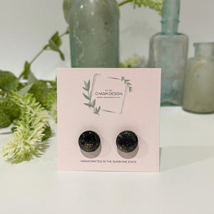 Gold and Black Marble - Mini Circle Studs