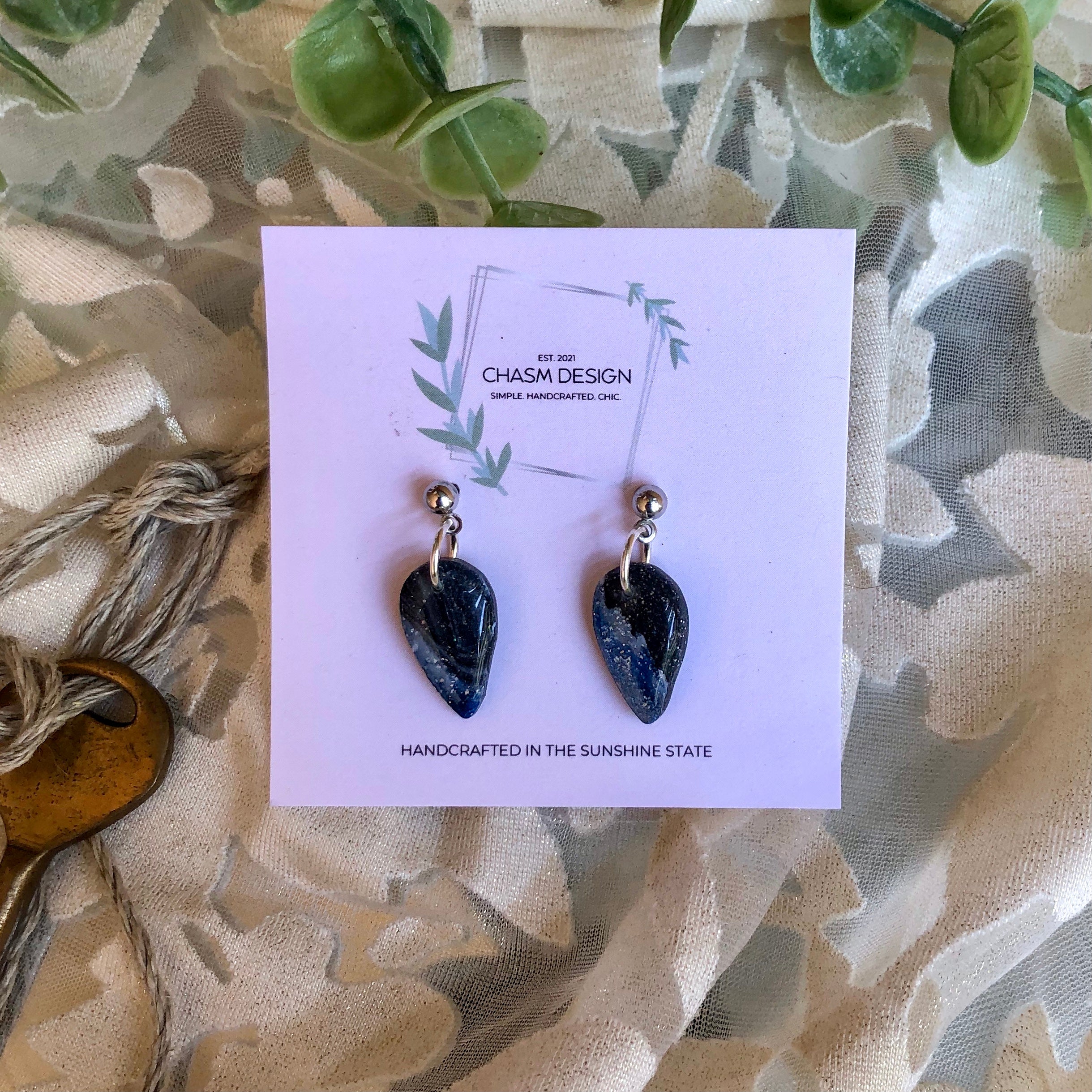 Blue and Gray Marble Dangles