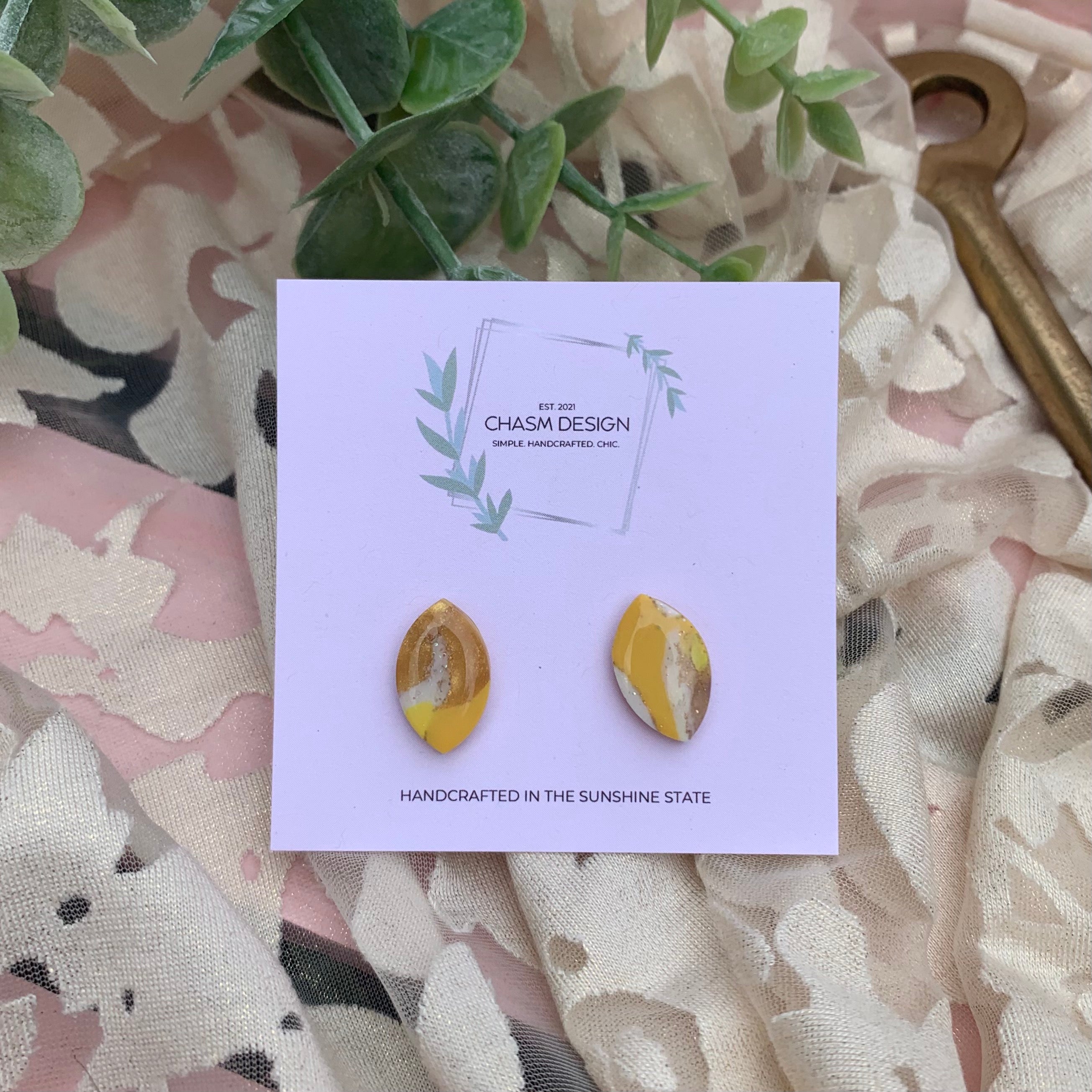 Yellow Marble Studs