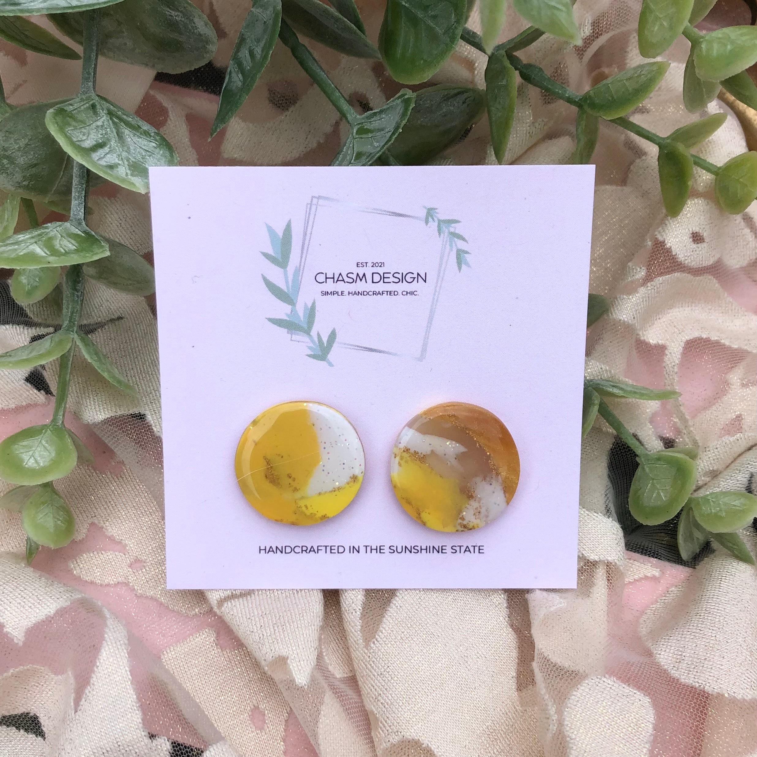 Yellow Marble Studs