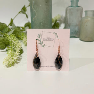 Rose Gold and Black Marble - Dainty Abstract Dangles