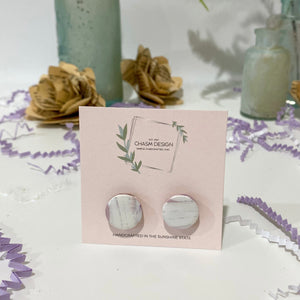 Purple and White Marble - Medium Circle Studs