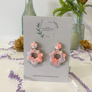 Pink and Purple Marble - Abstract Flower Dangles