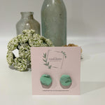 Cargar imagen en el visor de la galería, Green and Aqua Marble - Mini Hexagon Studs
