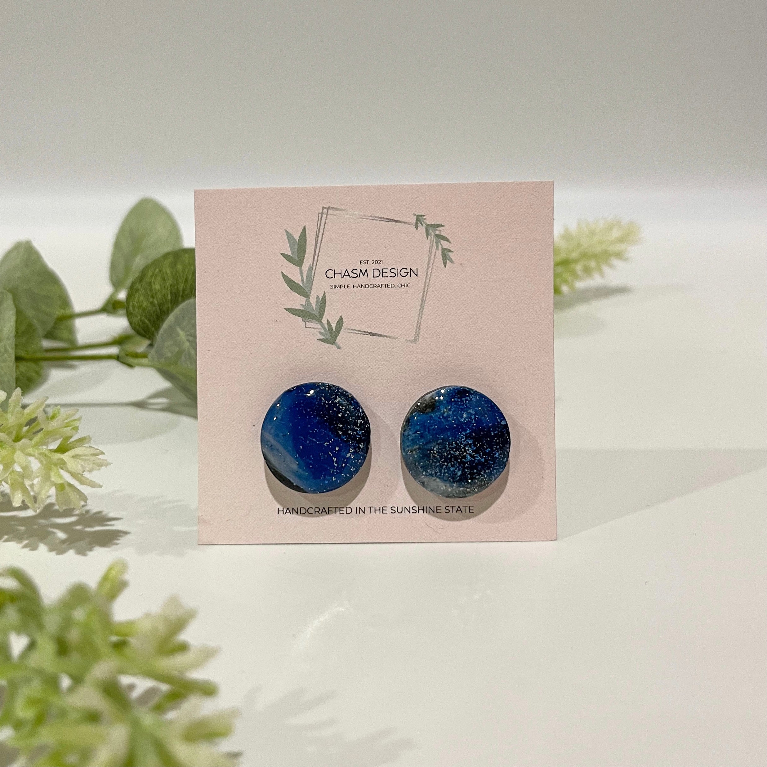 Blue Galaxy Circle Studs