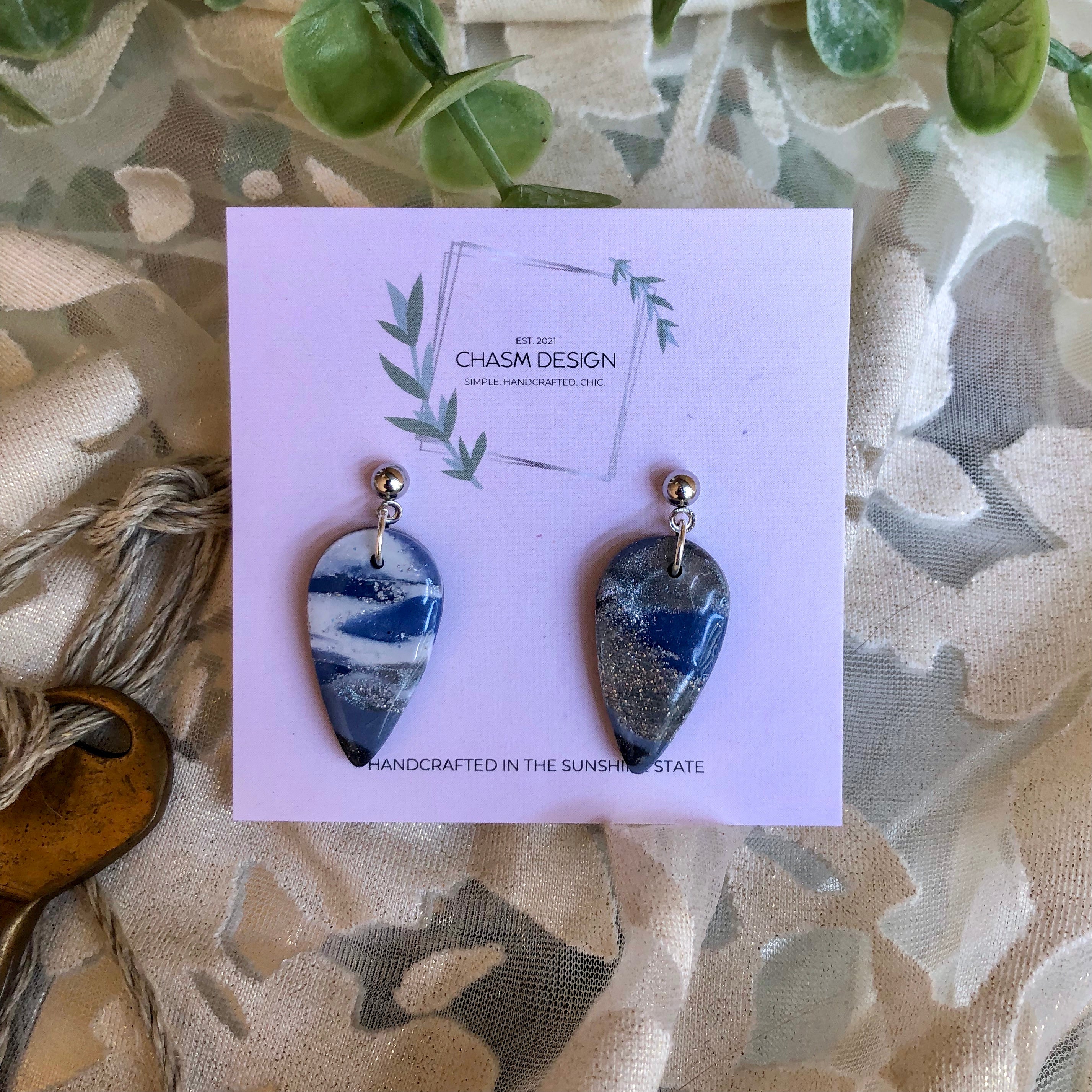 Blue and Gray Marble Dangles