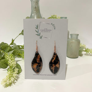 Rose Gold and Black Marble -  Abstract Dangles