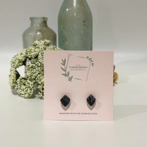 Black and Gray Tiny Diamond Studs