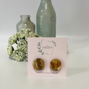 Neutral Brown Marble - Circle Studs