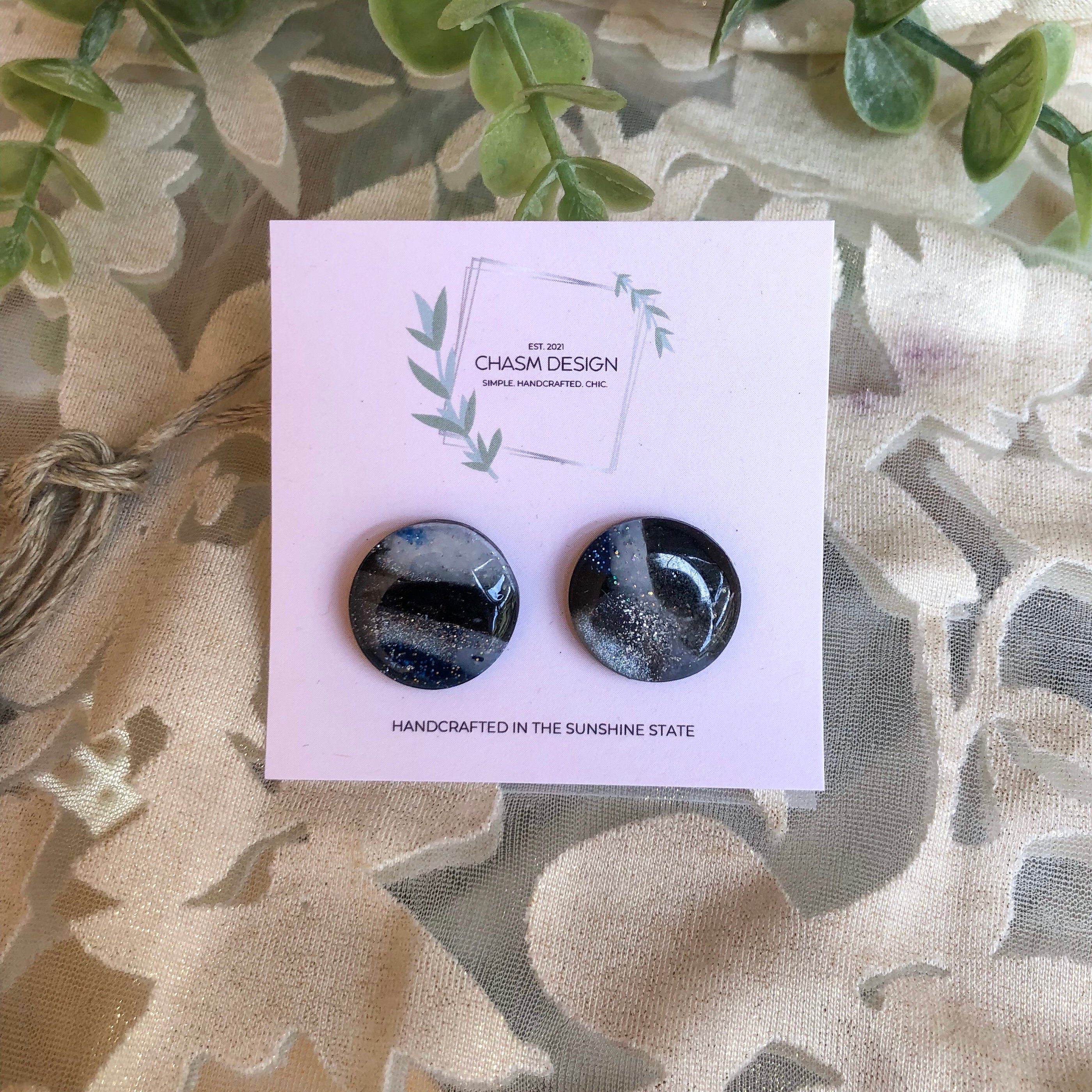 Blue and Gray Marble Studs