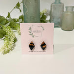 Cargar imagen en el visor de la galería, Rose Gold and Black Marble - Mini Diamond Studs
