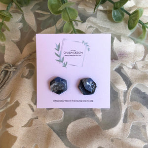 Blue and Gray Marble Studs