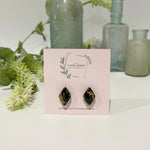 Cargar imagen en el visor de la galería, Gold and Black Marble - Mini Diamond Studs
