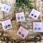 Cargar imagen en el visor de la galería, Mint Green and Fuchsia Marble Studs
