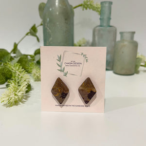 Plum and Brown Marble - Diamond Studs