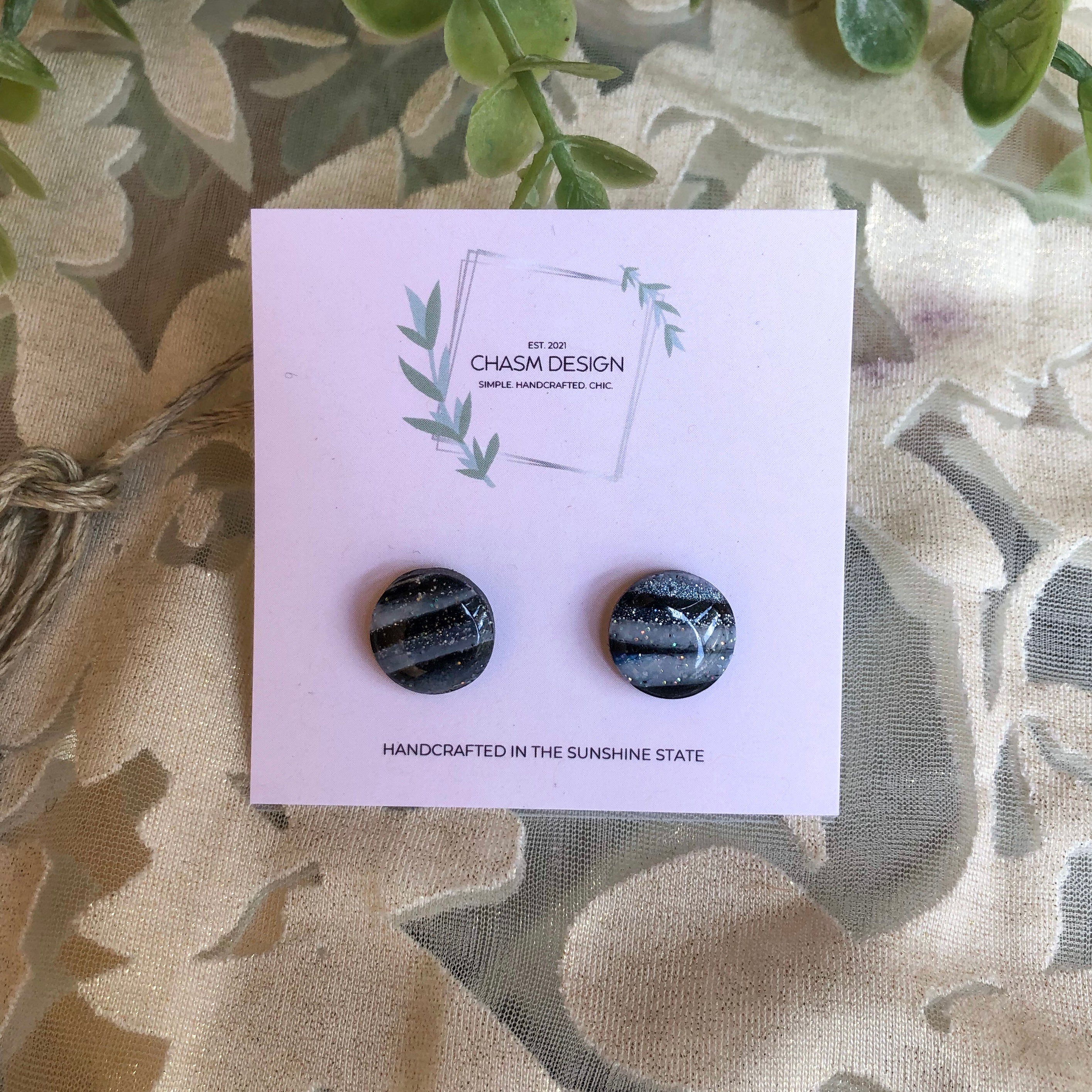 Blue and Gray Marble Studs