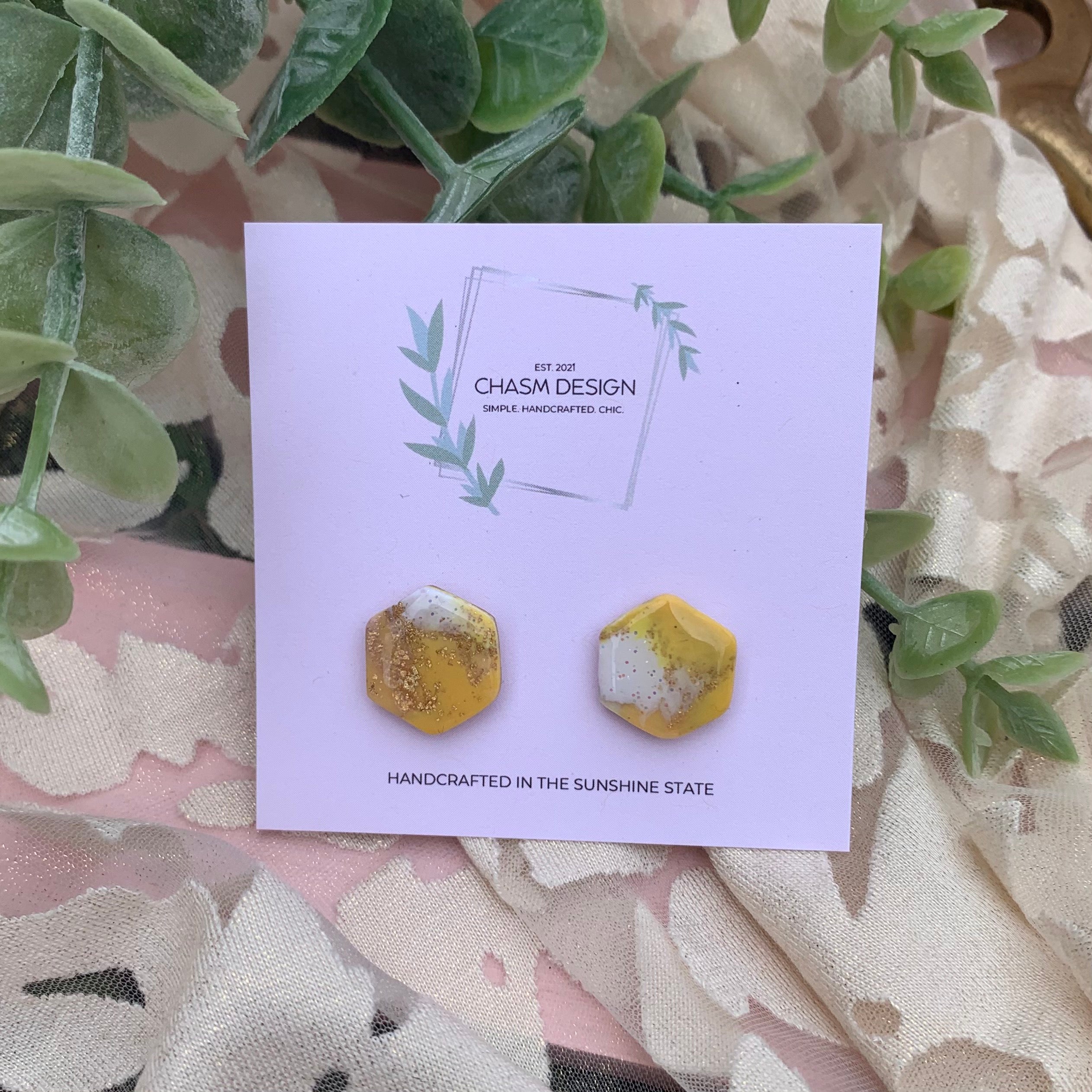 Yellow Marble Studs