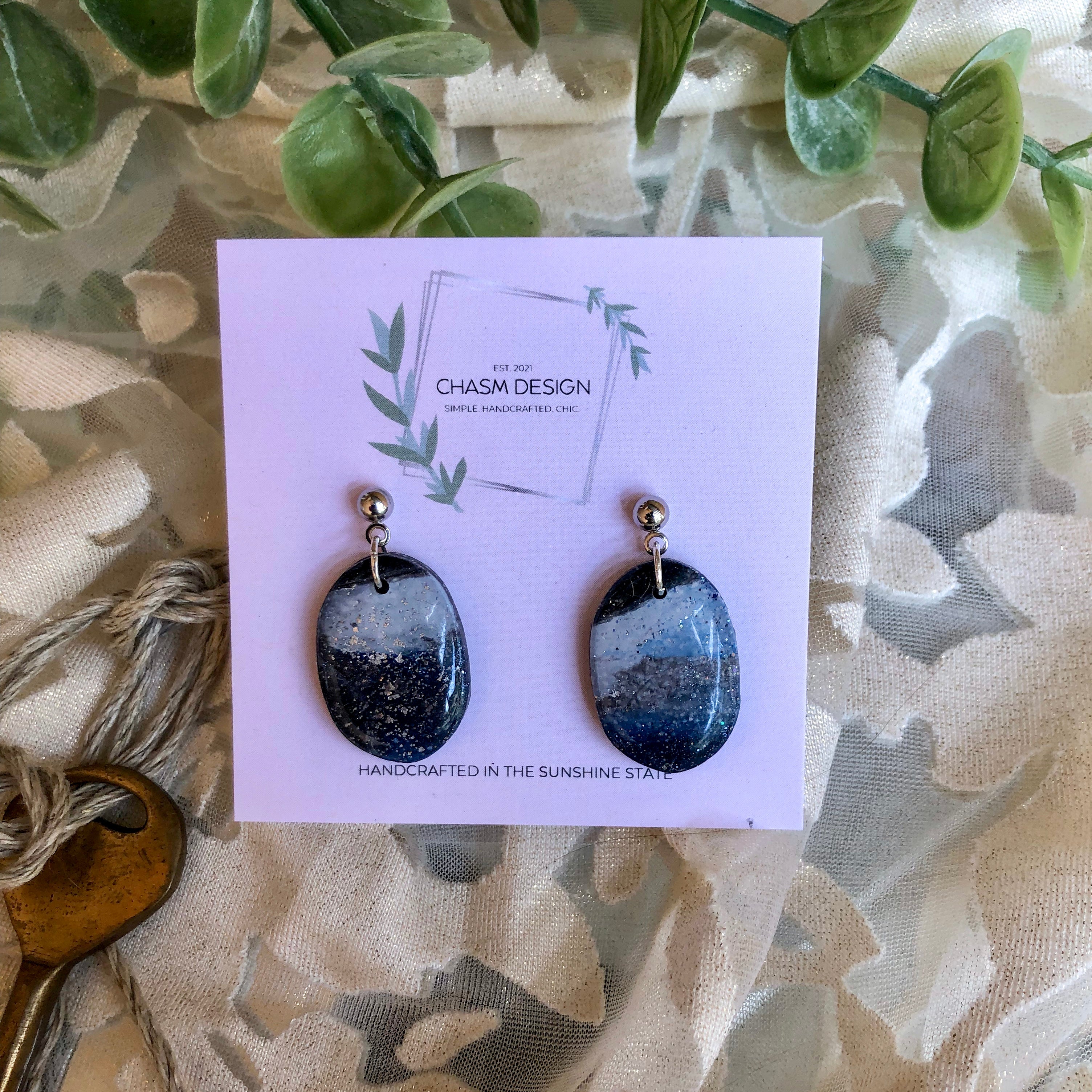 Blue and Gray Marble Dangles