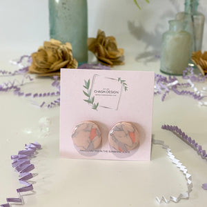 Pink and Purple Marble - Circle Studs