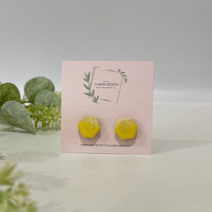 Yellow/Tan Mini Hexagon Studs