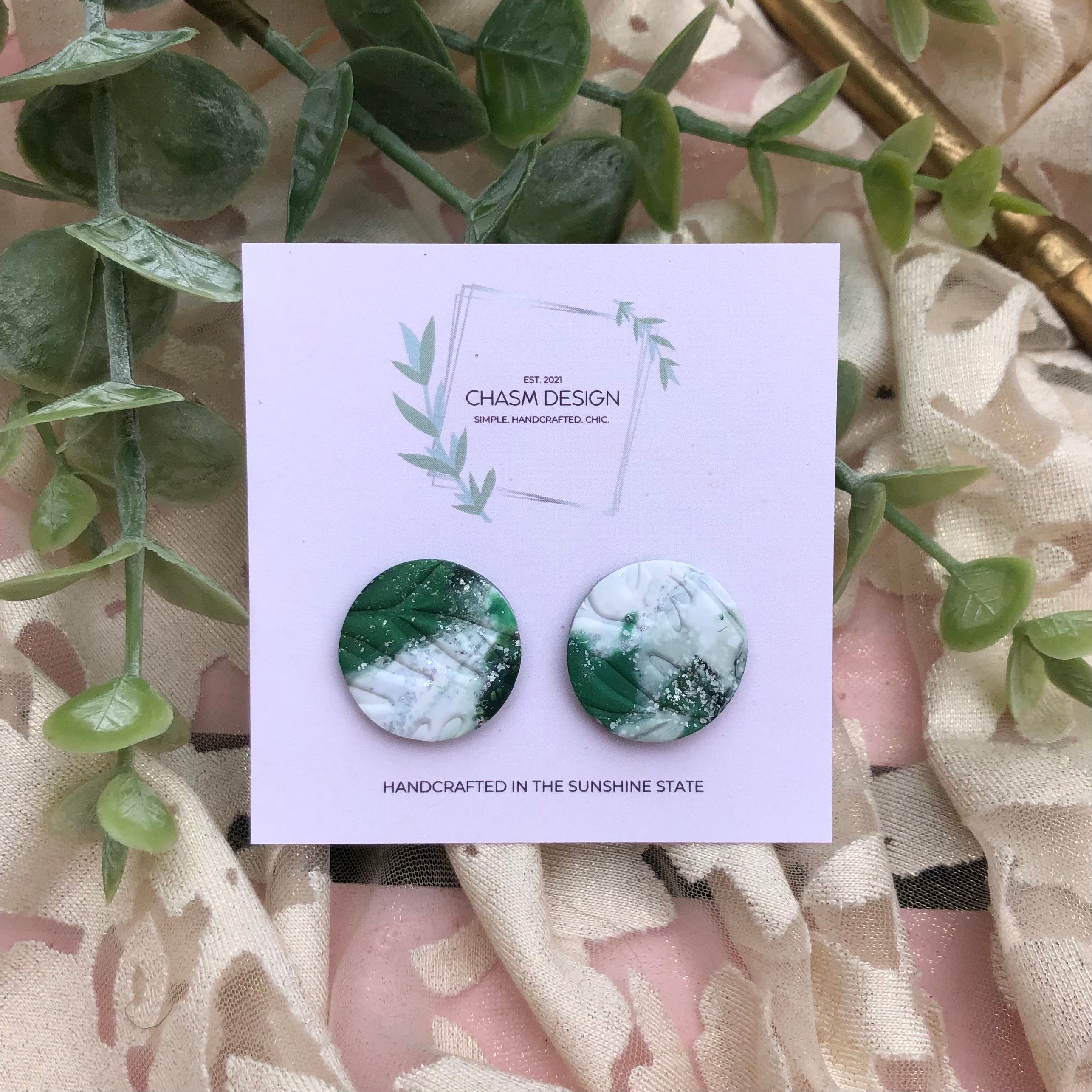 Green Marble Studs