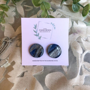 Blue and Gray Marble Studs