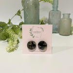 Cargar imagen en el visor de la galería, Gold and Black Marble - Circle Studs
