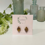 Cargar imagen en el visor de la galería, Plum and Brown Marble -  Mini Diamond Studs
