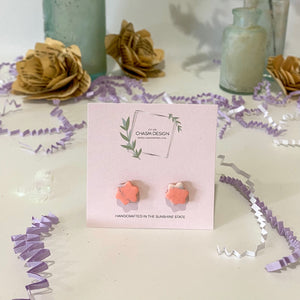 Pink and Purple Marble - Tiny Flower Studs