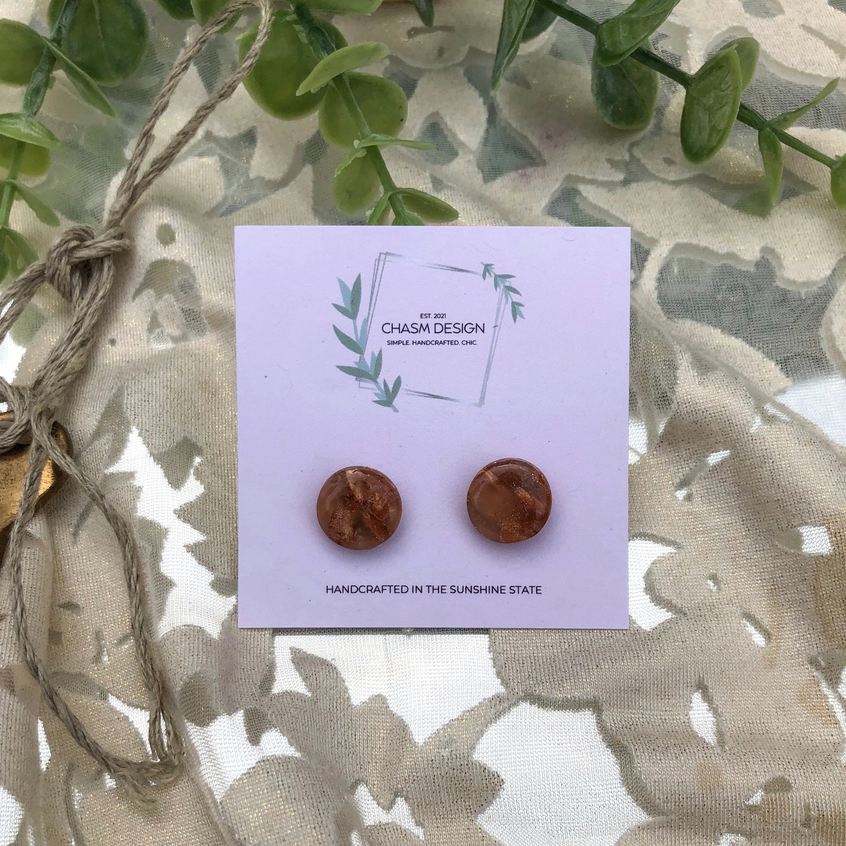 Rose Gold Marble Studs