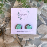 Cargar imagen en el visor de la galería, Mint Green and Fuchsia Marble Studs
