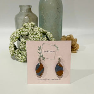 Tuscan Marble - Orange/Gray Almond Dangles