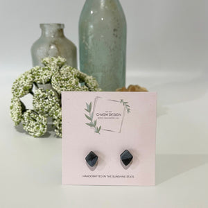 Black and Gray Tiny Diamond Studs