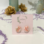 Cargar imagen en el visor de la galería, Pink and White Marble - Medium Circle Studs
