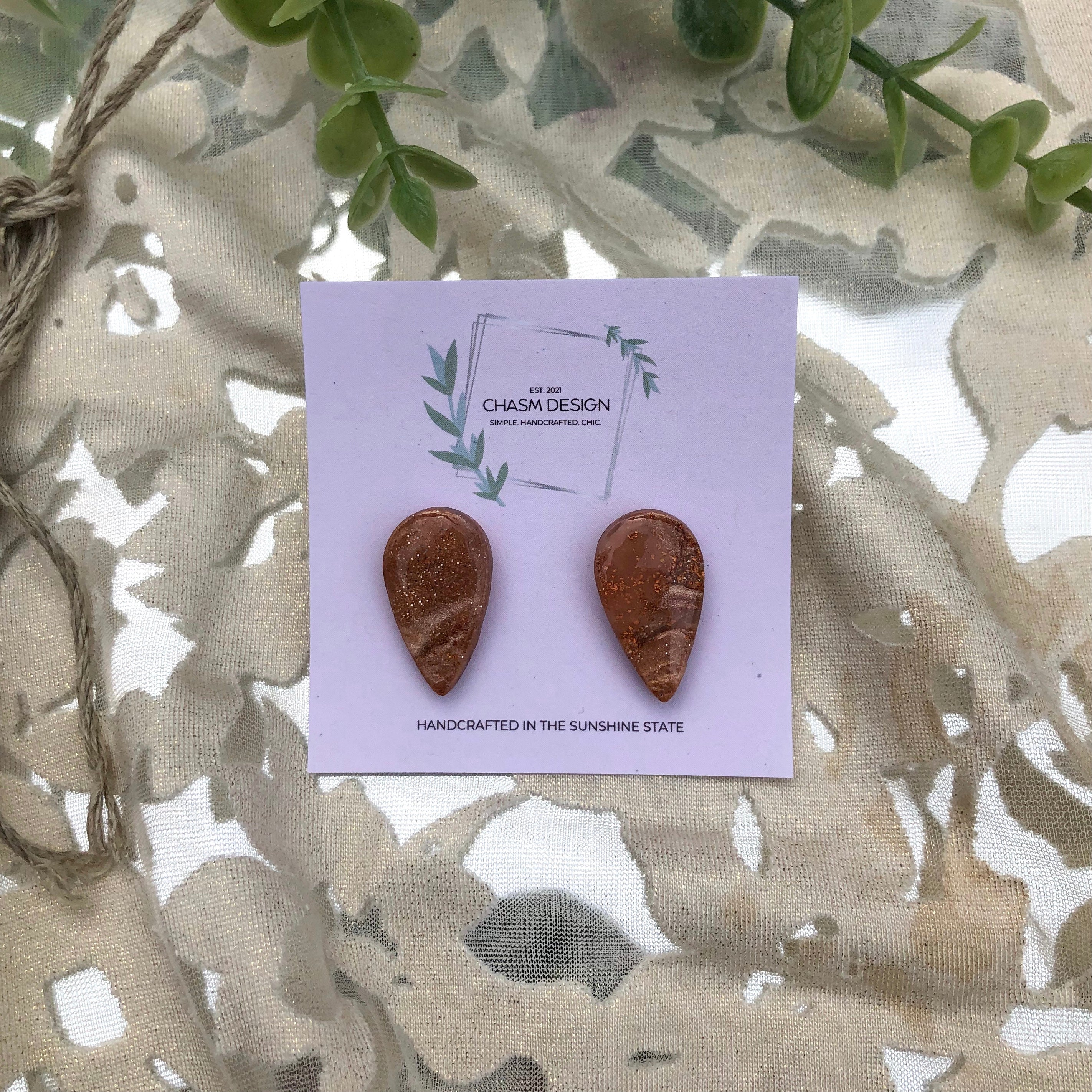 Rose Gold Marble Studs