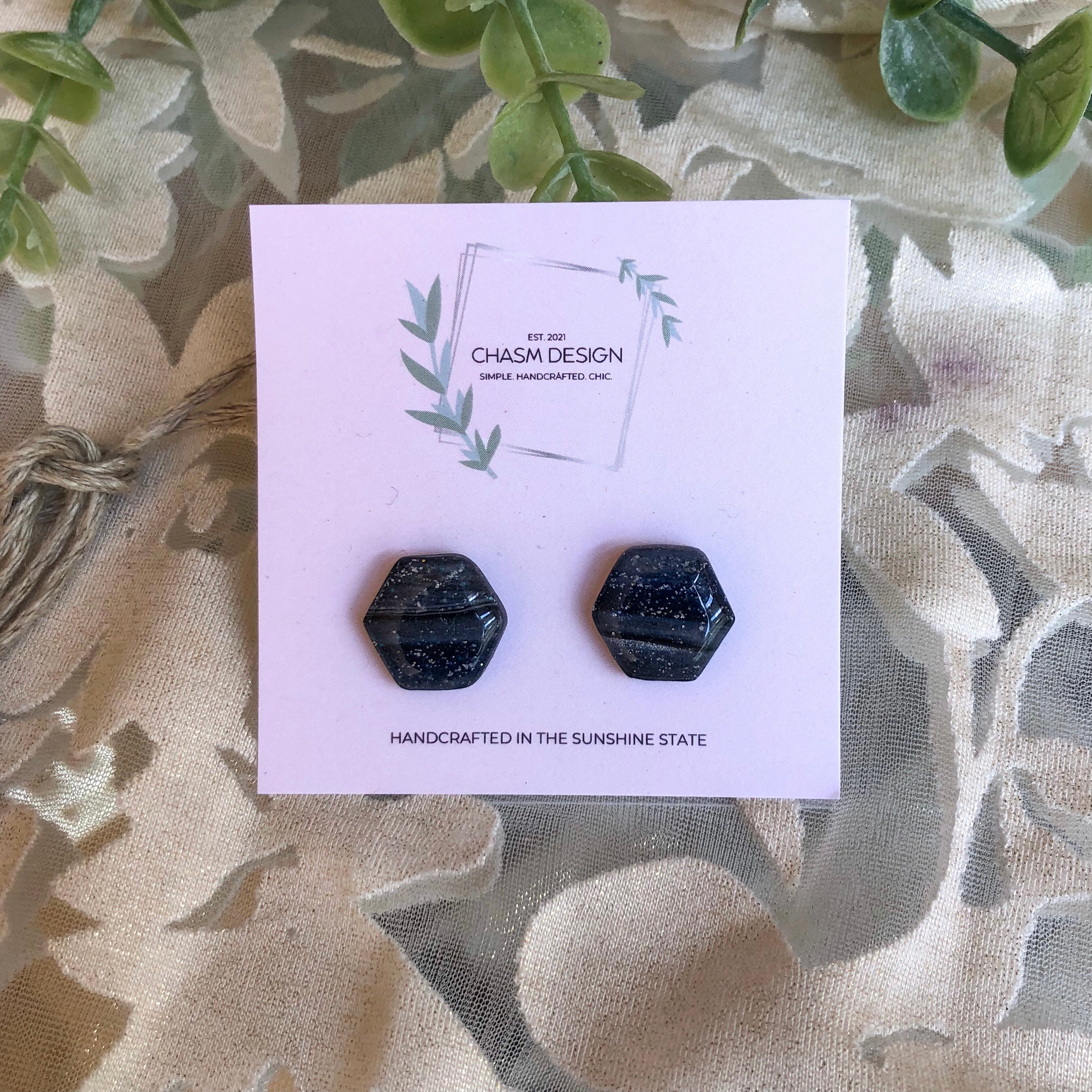 Blue and Gray Marble Studs