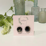 Cargar imagen en el visor de la galería, Gold and Black Marble - Medium Circle Studs
