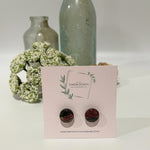 Cargar imagen en el visor de la galería, Burgundy and Gold Marble - Mini Circle Studs
