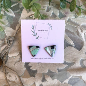 Mint Green and Fuchsia Marble Studs