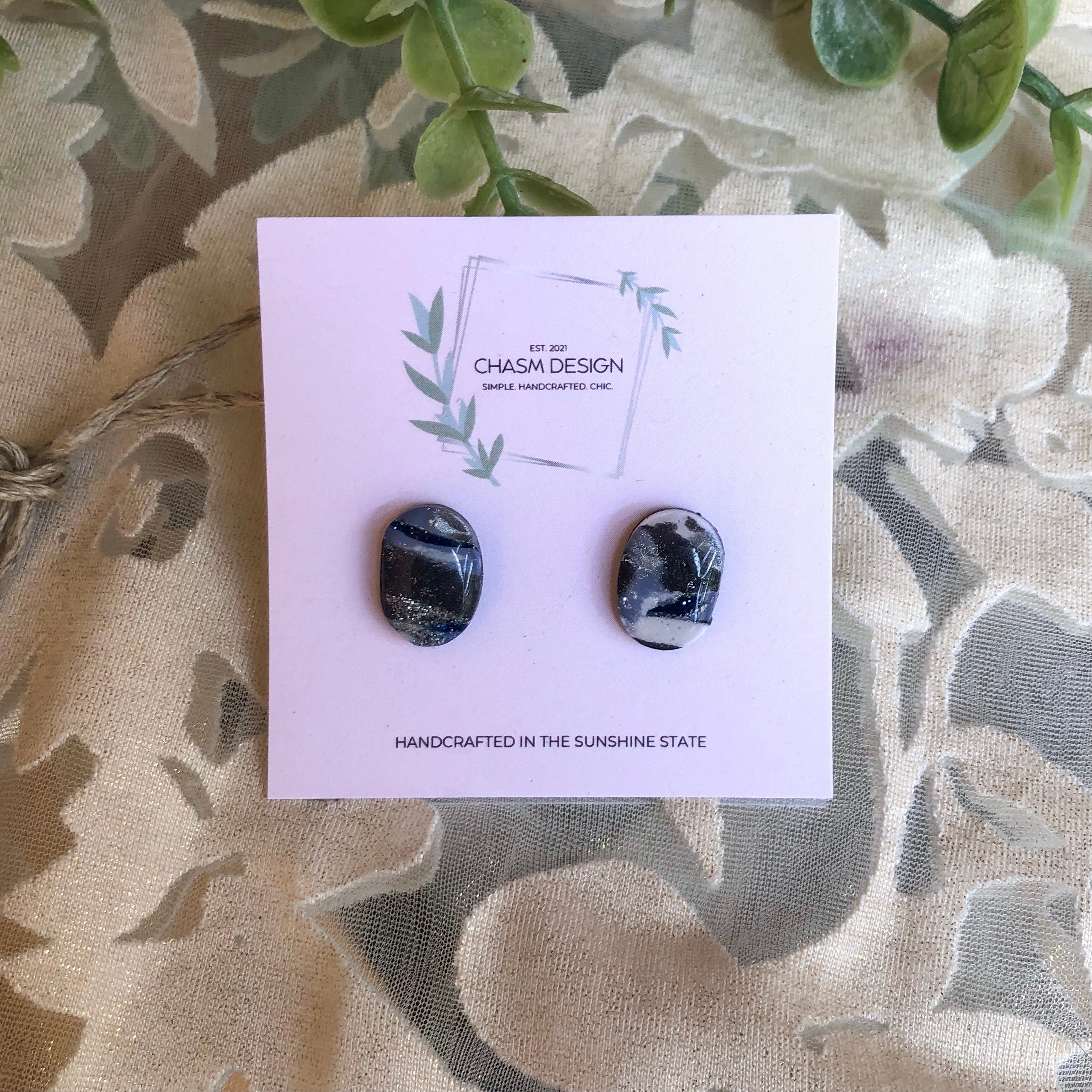 Blue and Gray Marble Studs