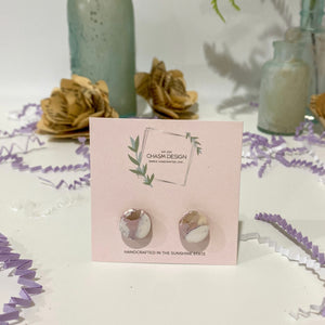 Purple and White Marble - Mini Circle Studs