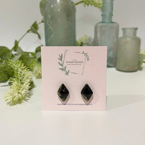 Gold and Black Marble - Mini Diamond Studs