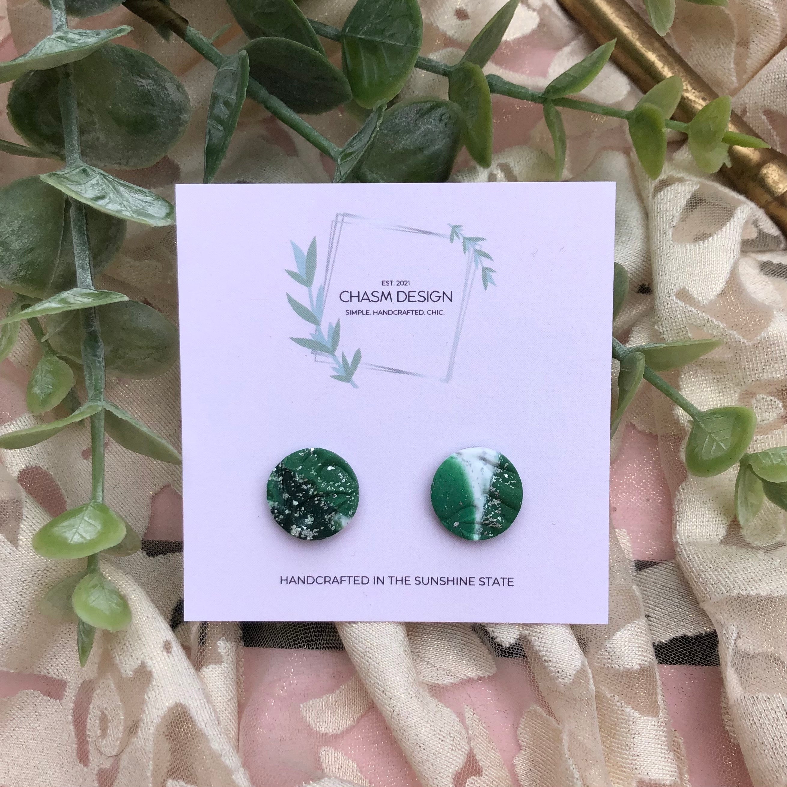 Green Marble Studs