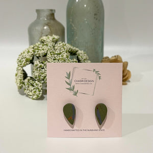 Tuscan Marble - Green Mini Inverted Teardrop Studs