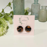 Cargar imagen en el visor de la galería, Rose Gold and Black Marble - Circle Studs
