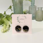 Cargar imagen en el visor de la galería, Gold and Black Marble - Circle Studs
